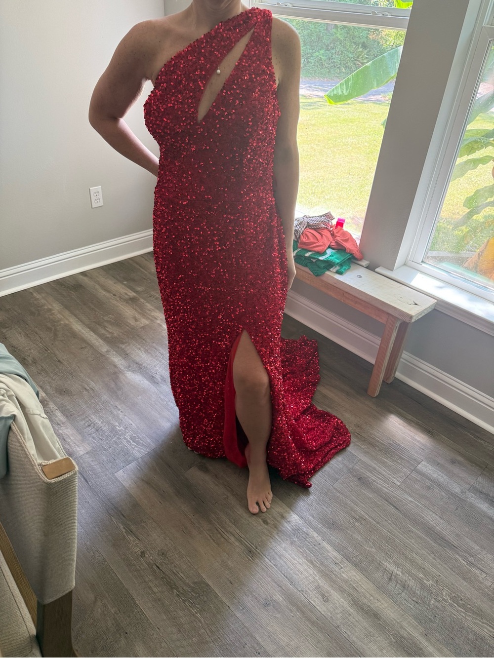 Cinderella Divine Red Sequin Halter Gown